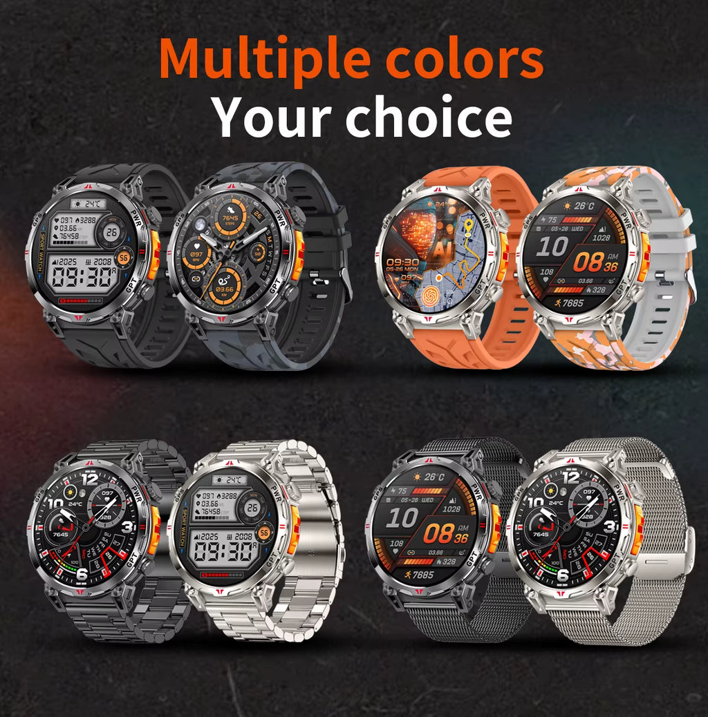 GPS Chatgpt Outdoor Sport Compass Smart Watch 1.53" Amoled round Screen Bt Call Dafit 650Mah 3ATM Waterproof KC93 Smartwatch