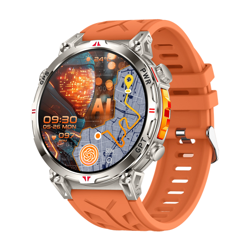 GPS Chatgpt Outdoor Sport Compass Smart Watch 1.53" Amoled round Screen Bt Call Dafit 650Mah 3ATM Waterproof KC93 Smartwatch