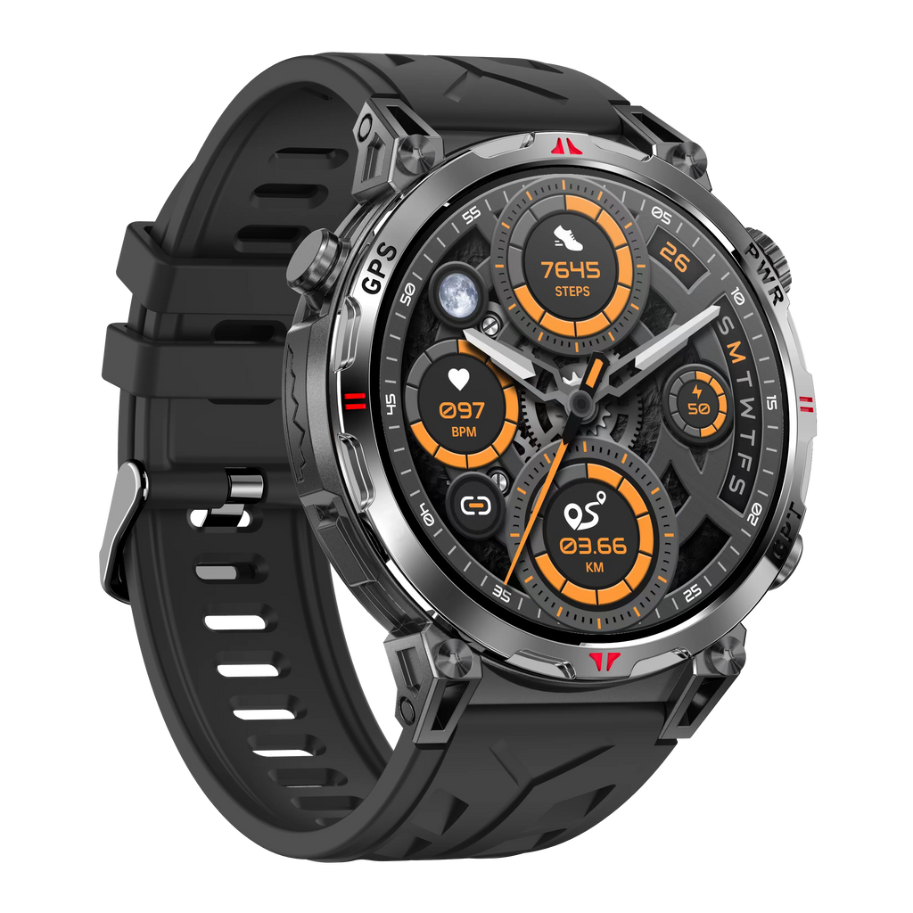 GPS Chatgpt Outdoor Sport Compass Smart Watch 1.53" Amoled round Screen Bt Call Dafit 650Mah 3ATM Waterproof KC93 Smartwatch