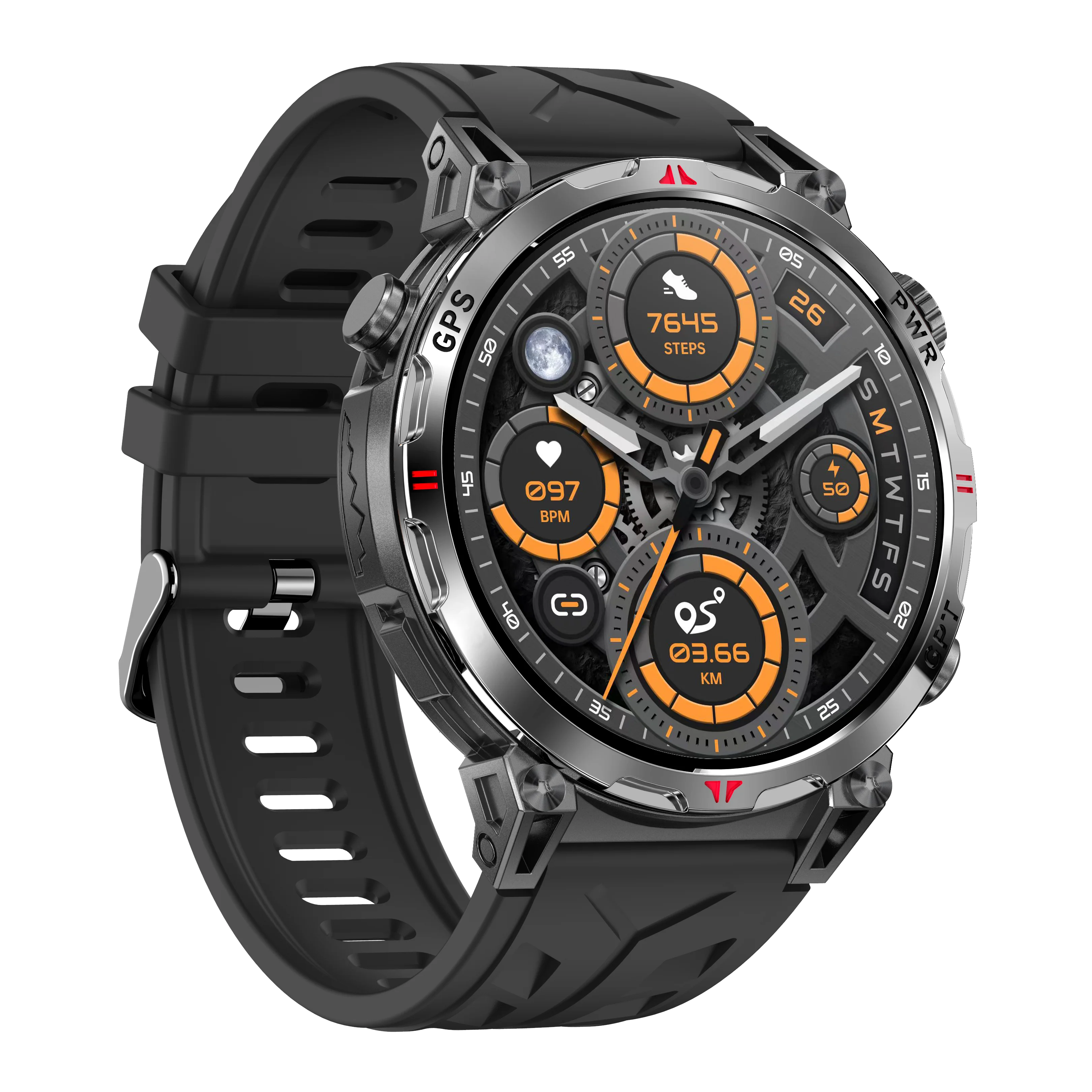 GPS Chatgpt Outdoor Sport Compass Smart Watch 1.53" Amoled round Screen Bt Call Dafit 650Mah 3ATM Waterproof KC93 Smartwatch