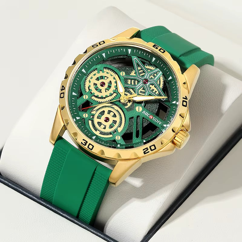 AOCASDIY Fashion Watch for Men Chronograph Waterproof Hollow Silicone Watches Men Clock with Luminous Hands Relogio Masculino