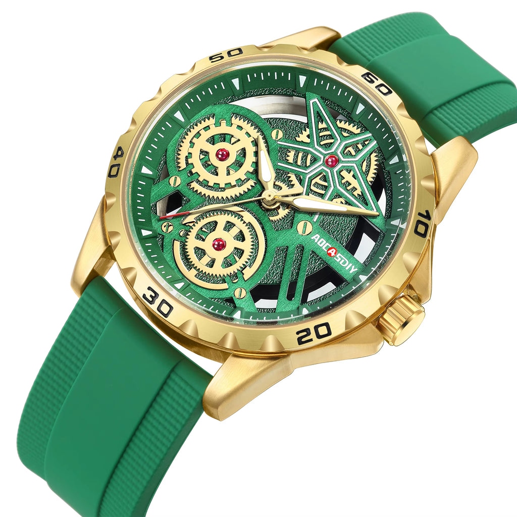 AOCASDIY Fashion Watch for Men Chronograph Waterproof Hollow Silicone Watches Men Clock with Luminous Hands Relogio Masculino