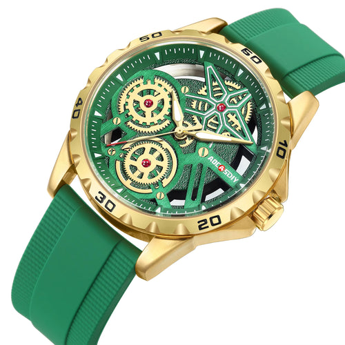 AOCASDIY Fashion Watch for Men Chronograph Waterproof Hollow Silicone Watches Men Clock with Luminous Hands Relogio Masculino