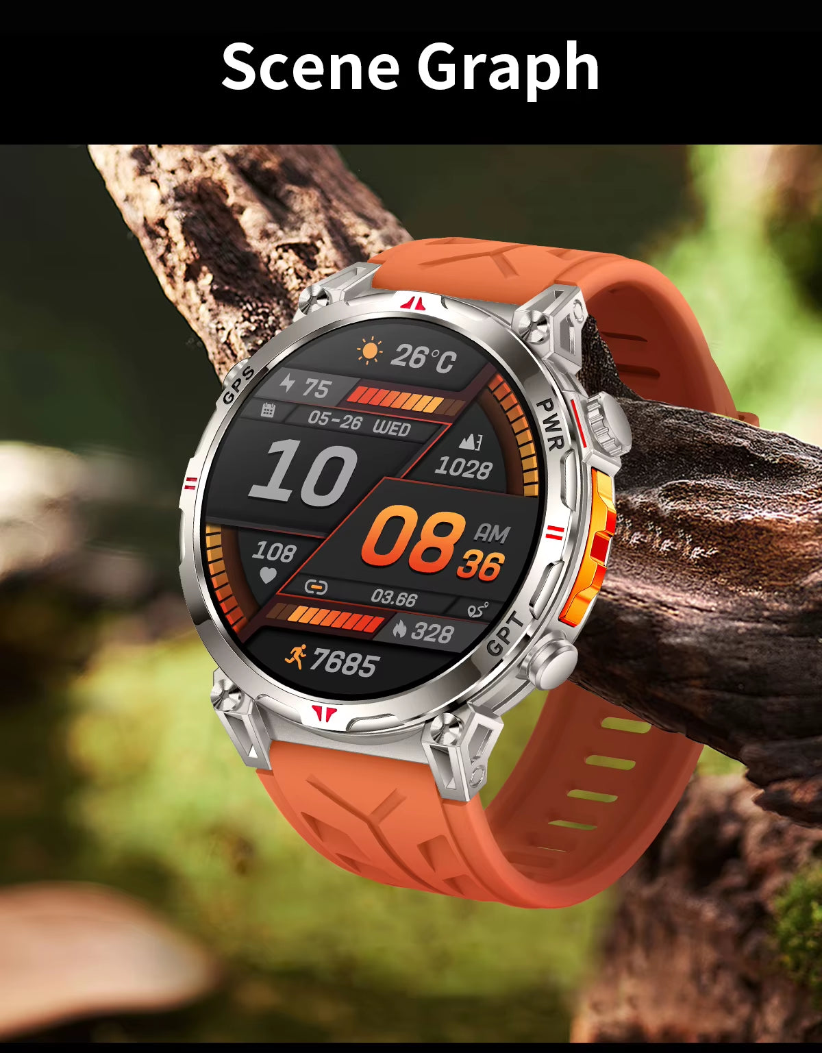 GPS Chatgpt Outdoor Sport Compass Smart Watch 1.53" Amoled round Screen Bt Call Dafit 650Mah 3ATM Waterproof KC93 Smartwatch
