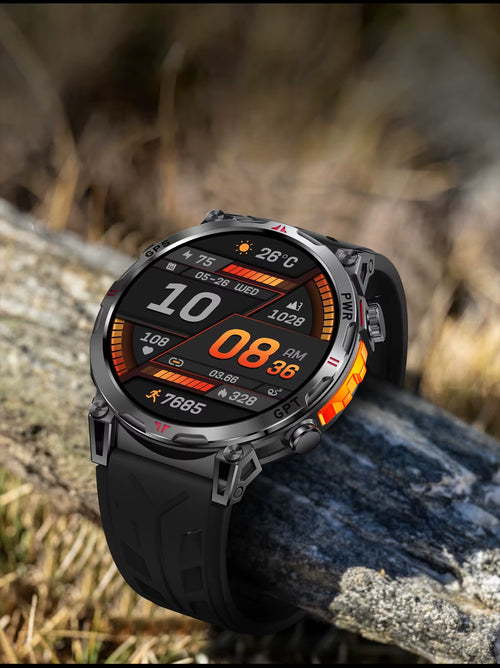 GPS Chatgpt Outdoor Sport Compass Smart Watch 1.53" Amoled round Screen Bt Call Dafit 650Mah 3ATM Waterproof KC93 Smartwatch